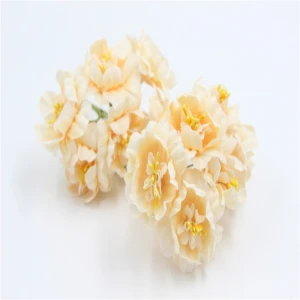 30pcs/pack 5cm Mini Artificial Silk Daisy Flower W/wired Stem Flowers in Bulk DIY wreath decoration festive handmade flower