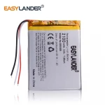 385569 3.7V 2100mah 3wires rechargeable li polymer battery  