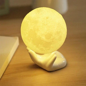 3D Print Creative Novelty Gift Moon Lamp Hand Stand USB LED Night Light Manufacturer