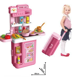 4 in 1 Big Kitchen Pretend Cooking Play Set Toys For Kids Girls With Light Sound Faucet And Spray