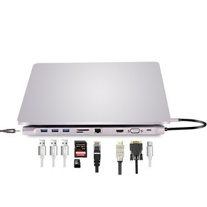 4K Type c 3.0 USB HUB to VGA DP RJ45 universal Laptop Docking Station