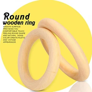 50 Pcs Unfinished Solid Wooden Rings for Craft, Ring Pendant and Connectors Jewelry Making, 5 Size