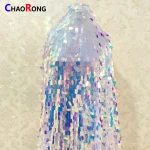 51'' width CRF0627 Shiny fashion teardrop sequin mirror sequin mesh fabric Spangle fabric with tweed pink mesh