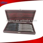6pcs wood case laguiole stainless steel steak knife set