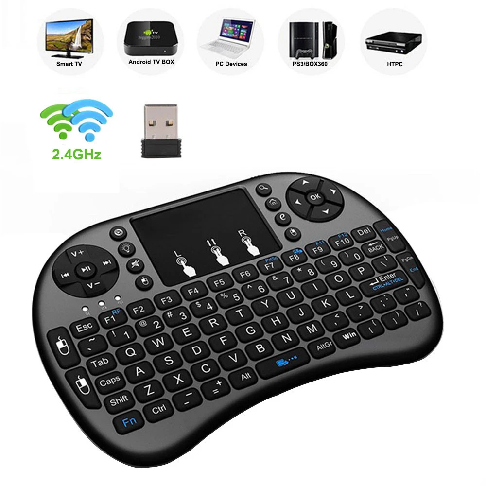 7 Colors Backlit i8 Mini Wireless Keyboard 2.4GHz English Russian 7 Colour Air Mouse with Touchpad Remote Control Android TV Box