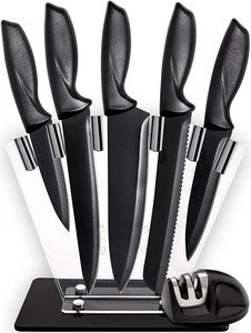 7 Piece knives with stand stainless steel chef knife set knives kitchen set