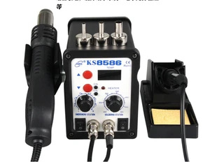 8586 750W Dual Digital Display ESD 2 In 1 Hot Air Gun Soldering Station Iron Solder Gun With 3 nozzles for IC SMD Repair Tools