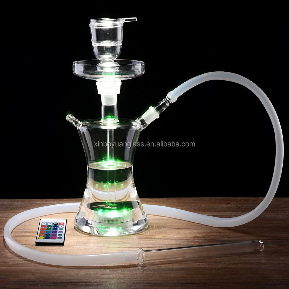 All rotating led shisha glass hookah for sale chicha glass color changing hookah smoking molassess catcher