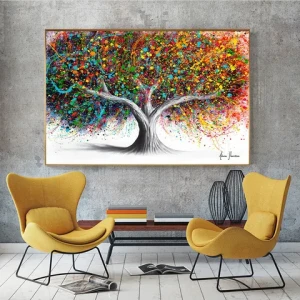 Amazing Work Colorful Abstract Tree Modern Landscape Oil Painting Picture Wall Art For Home Decor Living Room