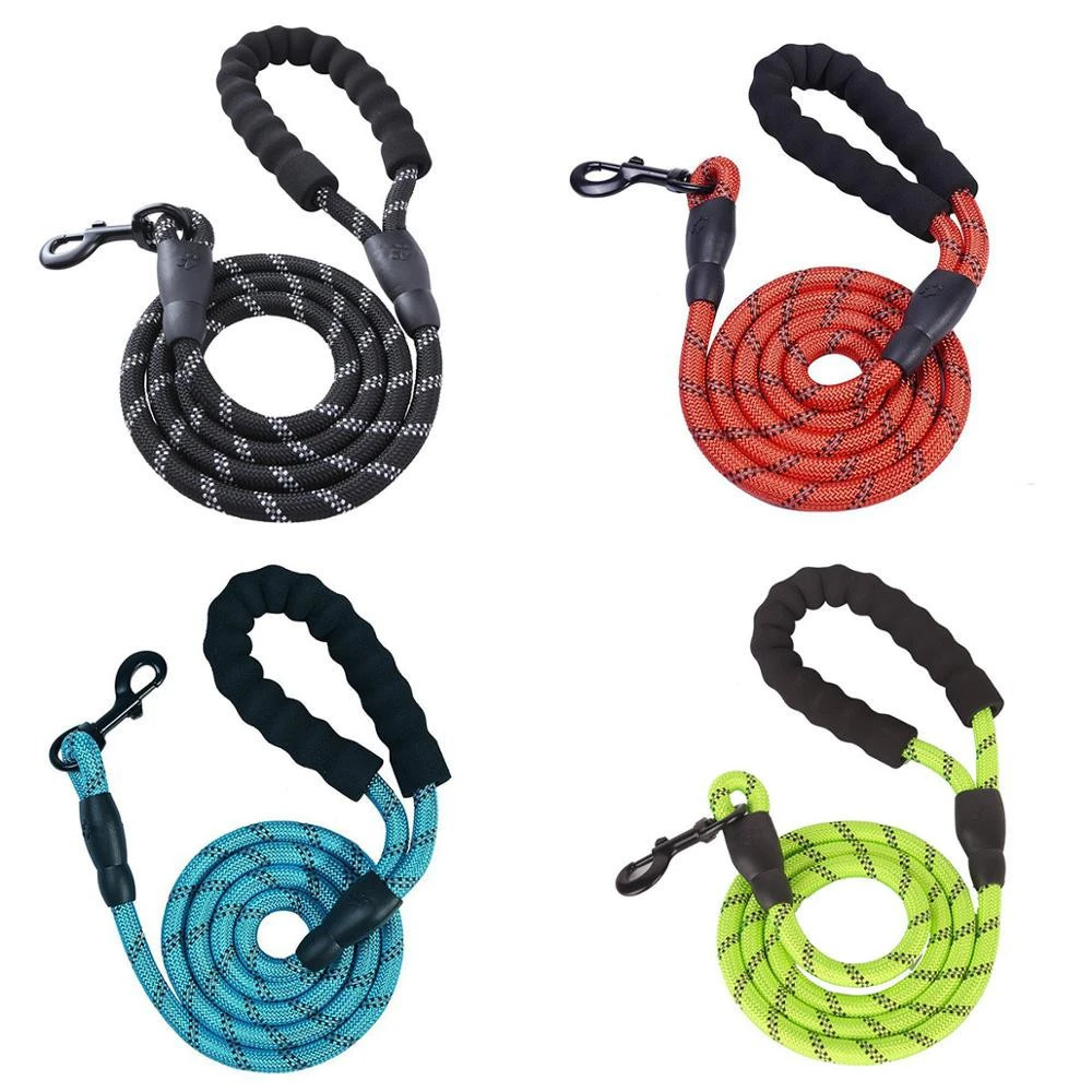 Amazon Best Seller Round Rope Durable Reflective Nylon Dog Bungee Leash with Soft Padded Handle