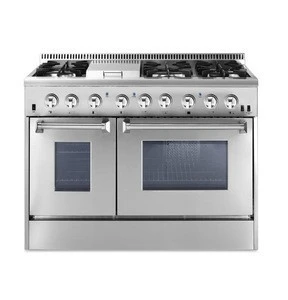 American Series Dual Fuel 48 Inch 6 Burner Gas Range Double Electric Oven