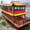 Ancient catering passenger ship with Chinese art wood structure, carrying 72 passengers