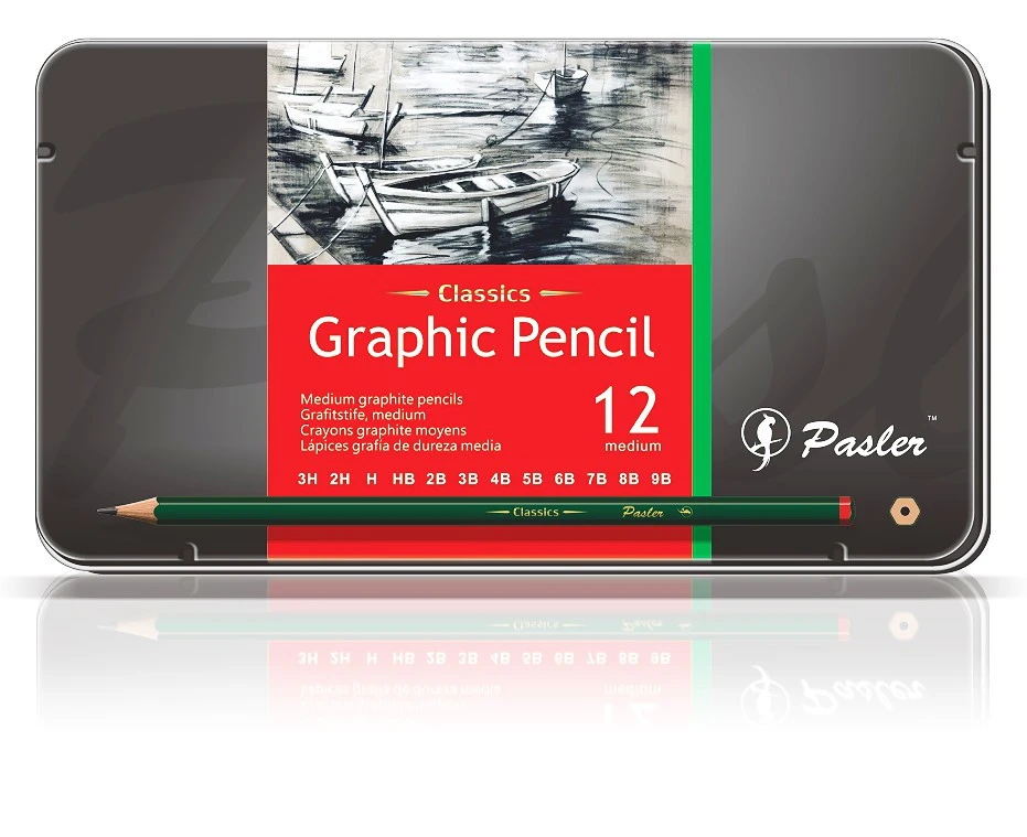 Artist 12Pcs/set graphite 3H-9B professional sketch pencil set for pencil drawing tools Tin Box