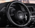 AUTOHIGH leather shining mesh carbon fiber steering wheel cover