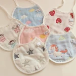 Baby Bib  Luxury Muslin Collar Rubber Shark Bibs Hanger Travel Apron Plain Gauze Eating