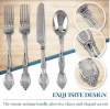 BAROQUE COLLECTION DISPOSABLE SILVERWARE SET | Heavy Duty Plastic Cutlery | 96 pc Set | 48 Forks, 24 Knives and 24 Spoons | for
