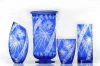 best selling stock Cobalt blue Bohemian Czech crystal glass vase