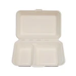 Biodegradable  2 divided sugar and bamboo fiber  HC-002  disposable lunch box tableware