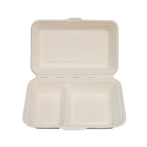 Biodegradable  2 divided sugar and bamboo fiber  HC-002  disposable lunch box tableware