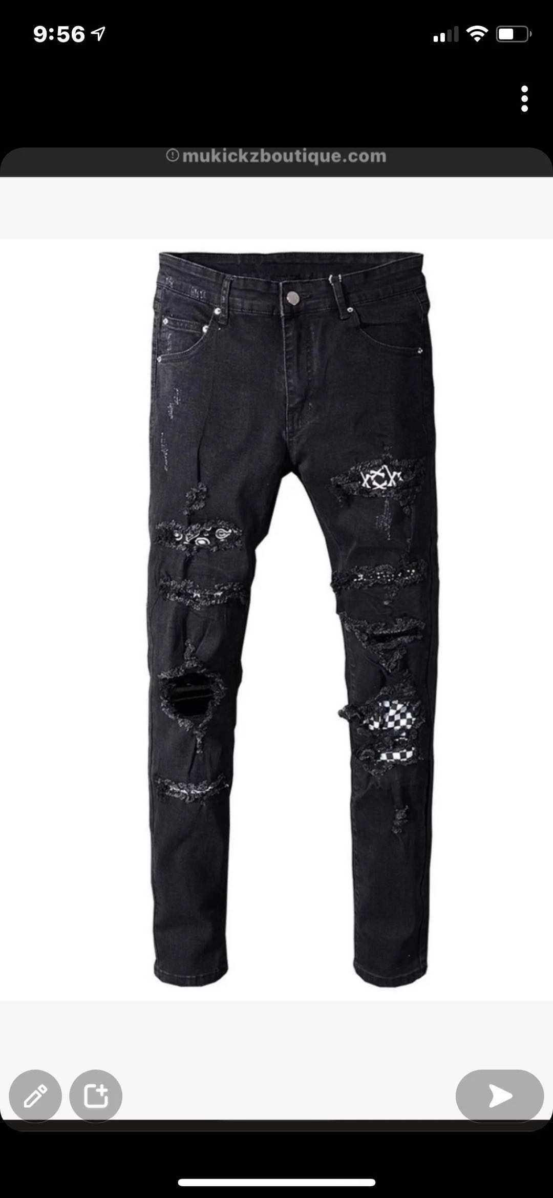 Buy Black Uk Under Patchwork Denim Jeans Rips Skinny Denim Men Jeans ...