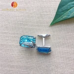 Blue Crystal Square Cufflinks for Men Classical Cuff Links Elegant Style