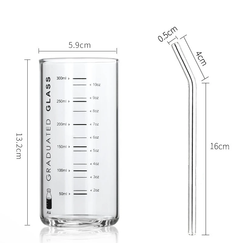 Borosilicate Glass Measuring Cup Heat Resistant Borosilicate Portable Glass Cup with Milliliter Scale
