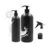 Boston round 500ml 1000ml empty black HDPE shampoo plastic bottle with pump