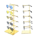Boutique stainless steel sunglasses display stand 5-layer golden glasses display