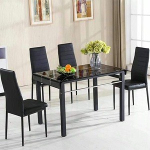 BSCI factory Kitchen table dining glass top dining table set dining room table furniture