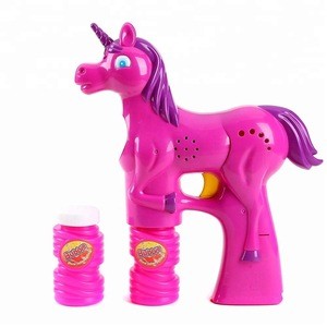 Bubble Blaster Gun 7 Inch Led Light Up Unicorn Soap Bubble Gun Toy With 2 Bottles Of Solution
