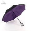 C Type Rubber Handle Windproof Can Print Customer Logo Reverse Umbrella Put In The Car Umbrella