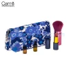 Carre customized blue flower printed canvas makeup clutch with mirror inside