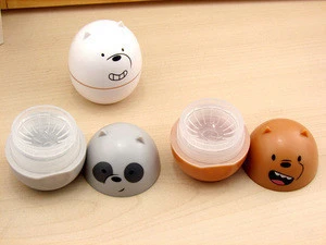 Cartoon Expression Smile We Bare Bears Contact Lens Case for Holder Women Eye Care Contact Lenses Box