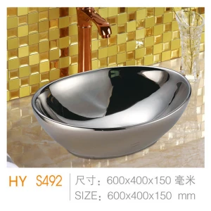 chaozhou modern design oval silver  art wash basin ceramic bathroom sink