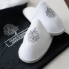 cheap custom cotton slippers with logo for hotel home airline