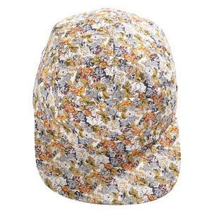 Cheap headwear design your custom floral blank 5 panel caps plain hats