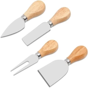 Cheese Knives with Wood Handle Stainless Steel Cheese Slicer Cheese Cutter for Family Gath