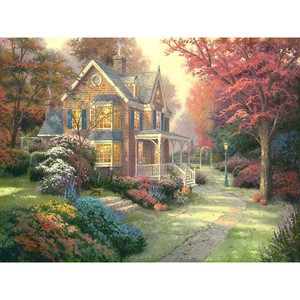 CHENISTORY DZ1248 Digital Painting By Numbers Small Villa On Canvas No Frame For Kits
