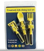Childrens tableware spoon excavator forklift set Kids dinneractive dining set