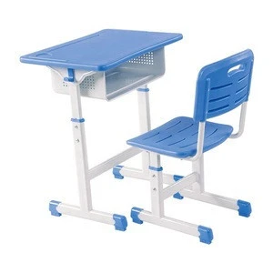 China furniture set manufacturer Height adjustable college student plastic school desk and chair