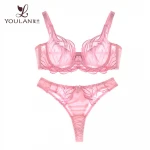 China Supplier pink transparent new style woman set underwear bra