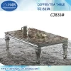 CJ831natural marble + stainless steel frame indian antique carved table chinese coffee table