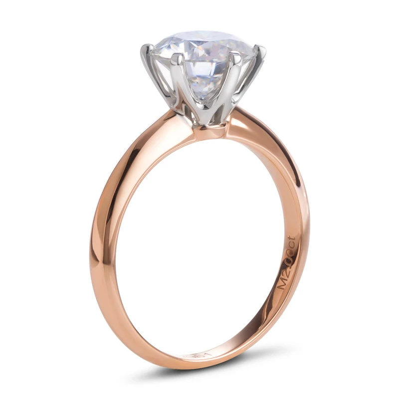 Classic 2ct Moissanite Ring Rose Gold Jewelry 10k 14k 18k Solid Gold Rings