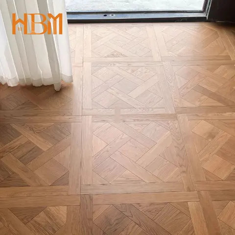 Classic French Oak Wood Versailles Parquet Flooring Pattern Tiles For Bedroom
