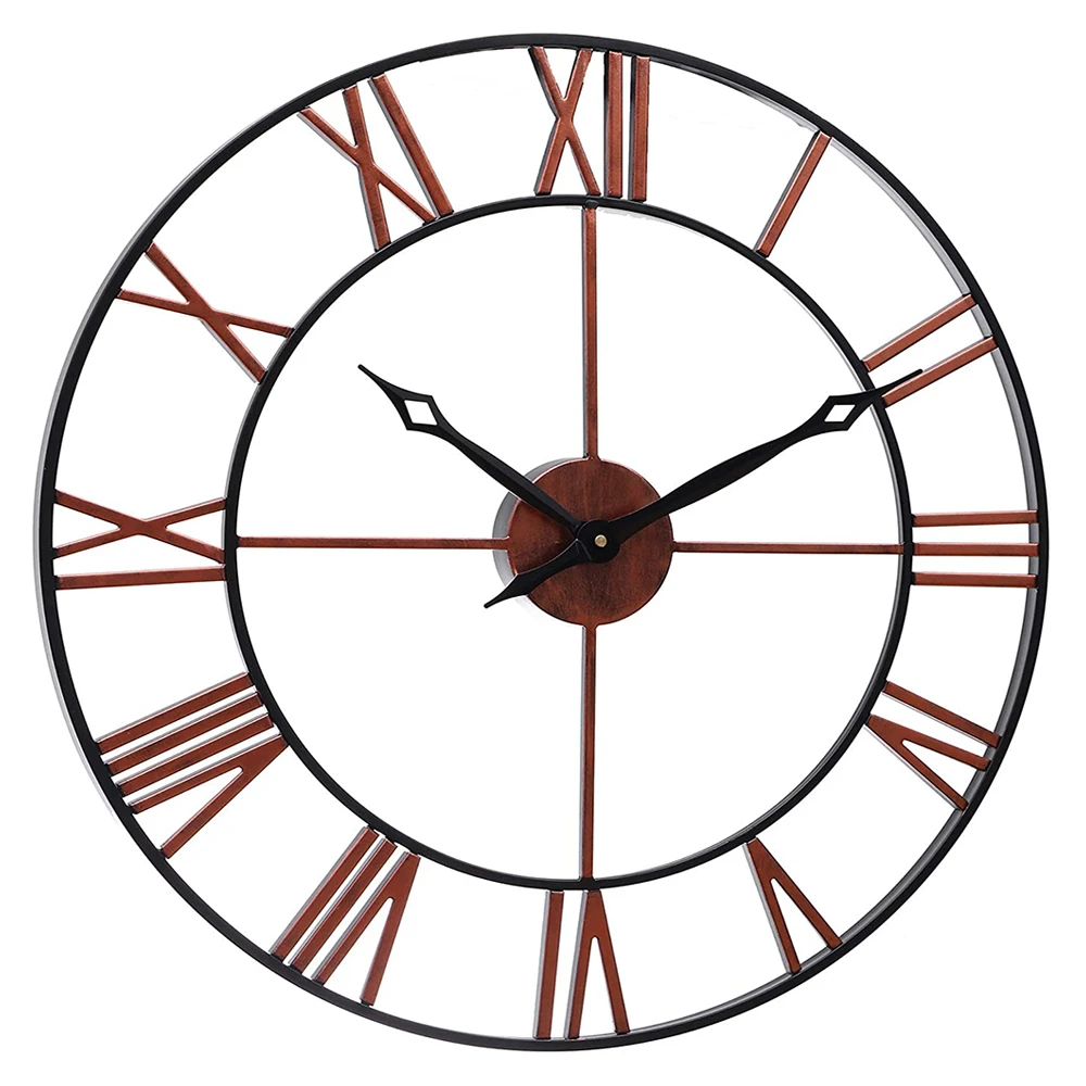 Classic Noiseless Silent Movement Battery Operated Vintage Large Metal Wall Decor Clocks