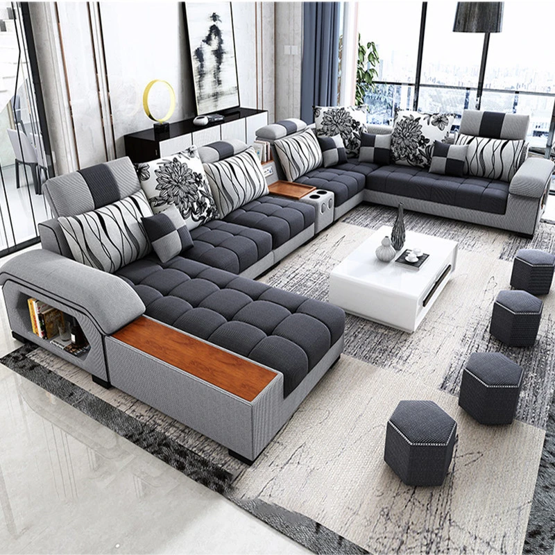 Commercial home furniture European style sectional sofa l shaped lobby fabric grey jute la z boy reclining sofa velvet sofa set