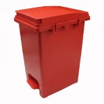 Commercial office recycling PP garbage can outdoor plastic foot red pedal dust waste trash bin with lid