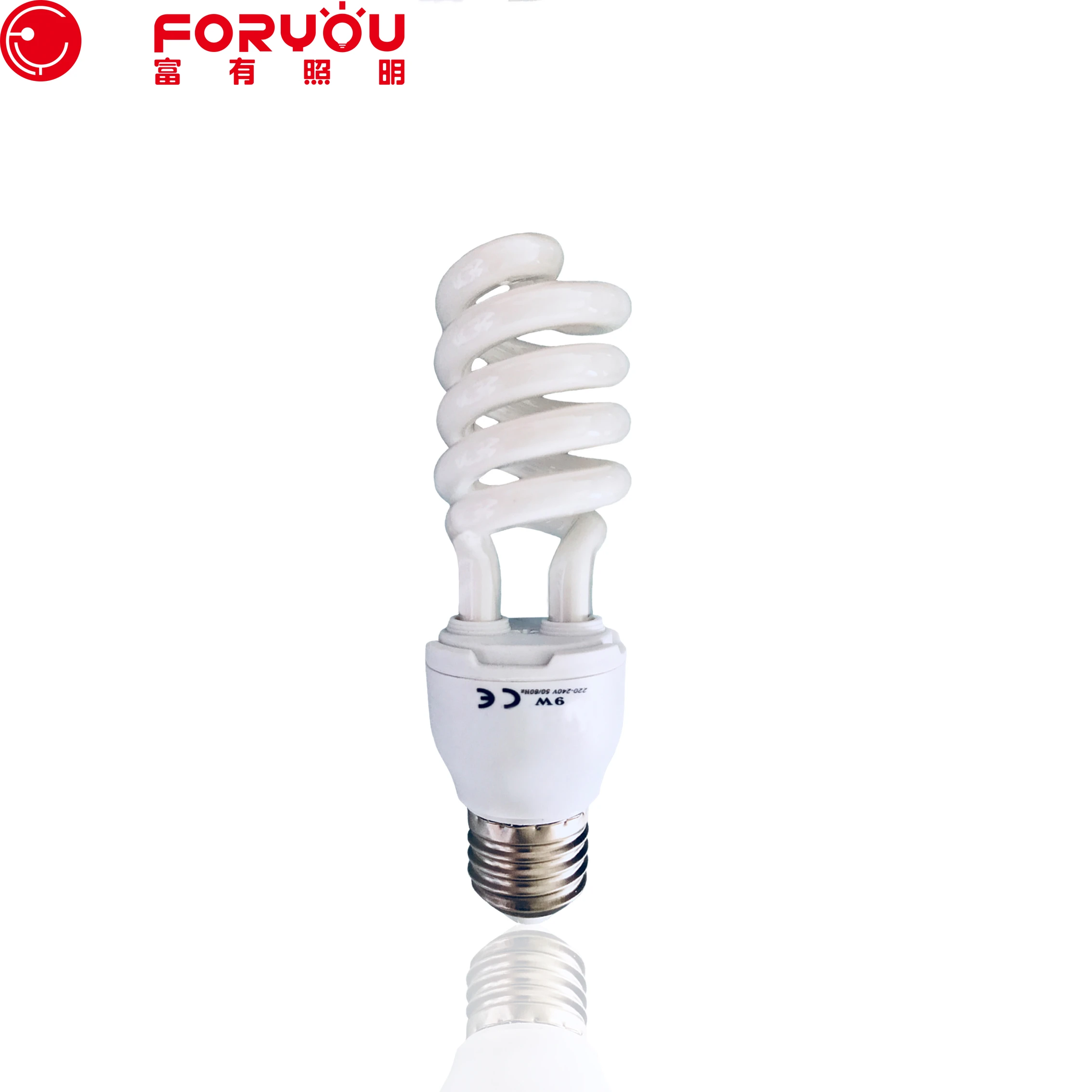 Compact fluorescent lamp E27 half spiral Energy Saver light Bulbs 9w