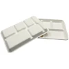 100% Compostable BPI Disposable Sugarcane 6compartment tray Deep Lunch Tray Shallow Tray Microwavable Food Surving