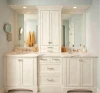 Contemporary solid wood bathroom vanity with above counter cabinet